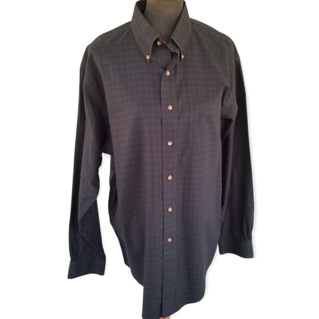 Brooks Brothers Like New Muted Blue And Green Woven Pattern Button Down Lg